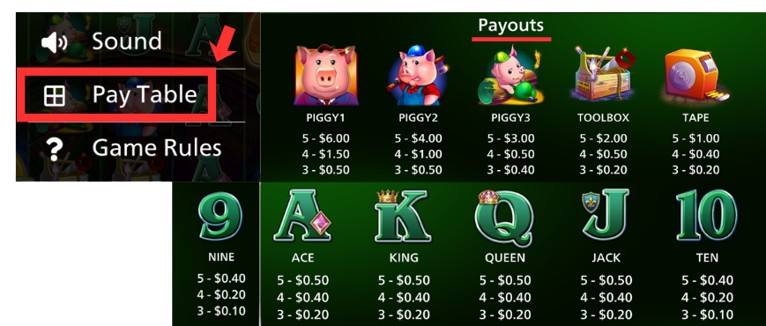 Pay table